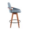 Lumisource Cosmo Counter Stool in Walnut and Blue Noise Fabric B26-COSMO WLFBU